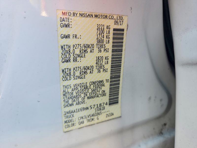 56511606 :رقم المزاد ، 1N6AA1E69HN571874 vin ، 2017 Nissan Titan مزاد بيع