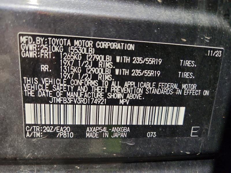 57571686 :رقم المزاد ، JTMFB3FV3RD174921 vin ، 2024 Toyota Rav4 Prime مزاد بيع