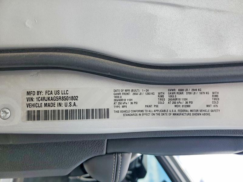 2024 Jeep Grand Cherokee მანქანა იყიდება აუქციონზე, vin: 1C4RJKAG5R8501802, აუქციონის ნომერი: 55794646