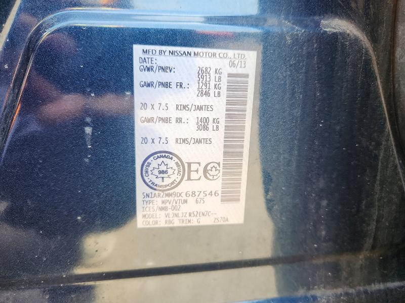 Продажа на аукционе авто 2013 Nissan Pathfinder, vin: 5N1AR2MM9DC687546, номер лота: 56221466