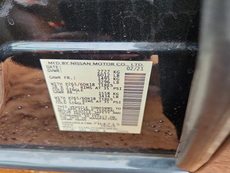 56674366 :رقم المزاد ، 1N6ED0EA7MN704715 vin ، 2021 Nissan Frontier مزاد بيع