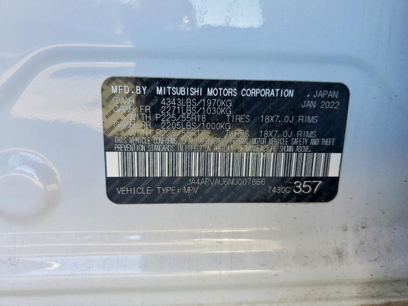 Aukcja sprzedaży 2022 Mitsubishi Outlander Sport, vin: JA4APVAU6NU007866, numer aukcji: 57775856