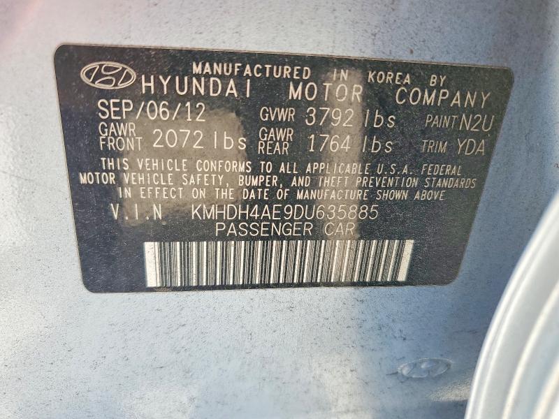 Aukcja sprzedaży 2013 Hyundai Elantra, vin: KMHDH4AE9DU635885, numer aukcji: 58230786