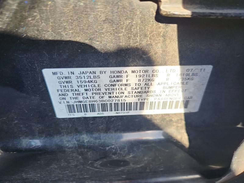 Aukcja sprzedaży 2011 Honda Fit, vin: JHMGE8H63BC027815, numer aukcji: 57155096