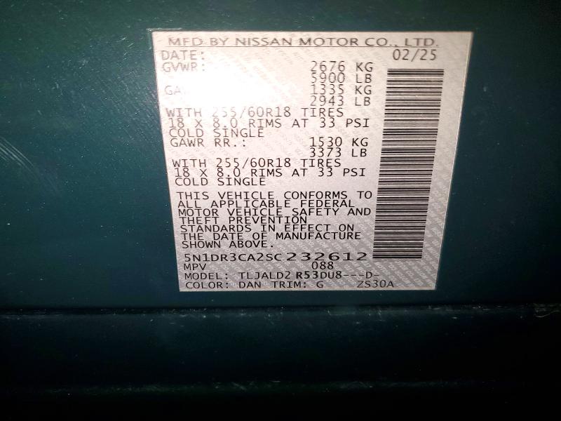 56333206 :رقم المزاد ، 5N1DR3CA2SC232612 vin ، 2025 Nissan Pathfinder مزاد بيع