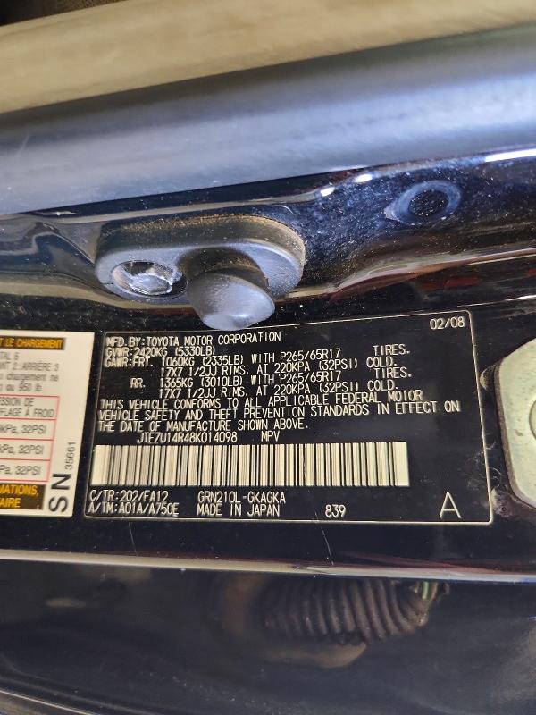 2008 Toyota 4runner მანქანა იყიდება აუქციონზე, vin: JTEZU14R48K014098, აუქციონის ნომერი: 57307266