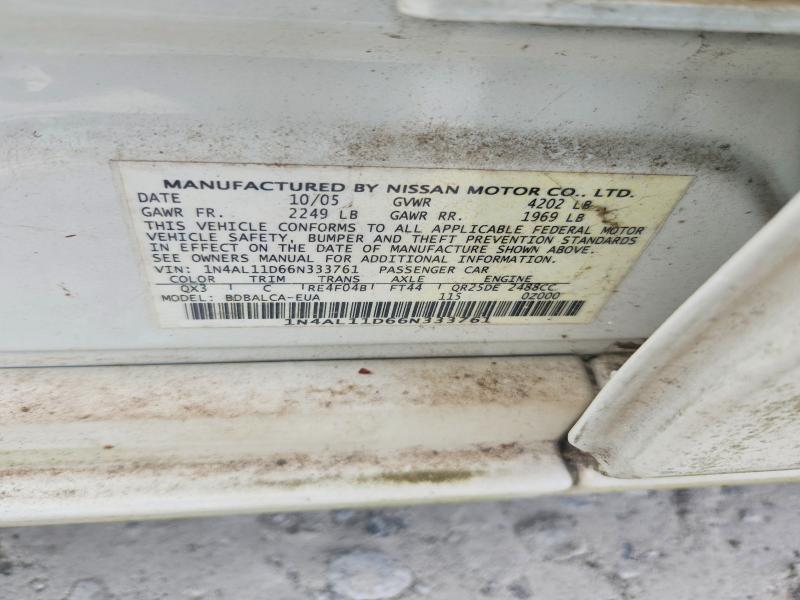 Aukcja sprzedaży 2006 Nissan Altima, vin: 1N4AL11D66N333761, numer aukcji: 52930186