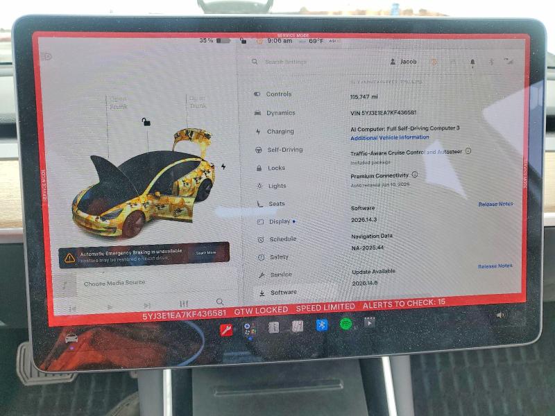 Продажа на аукционе авто 2019 Tesla Model 3, vin: 5YJ3E1EA7KF436581, номер лота: 56342326