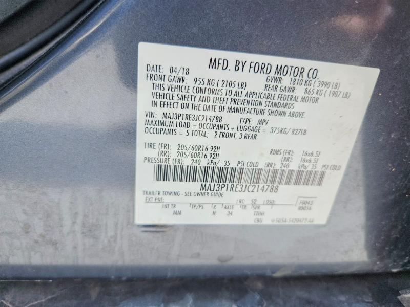 2018 Ford Ecosport მანქანა იყიდება აუქციონზე, vin: MAJ3P1RE3JC214788, აუქციონის ნომერი: 85456435