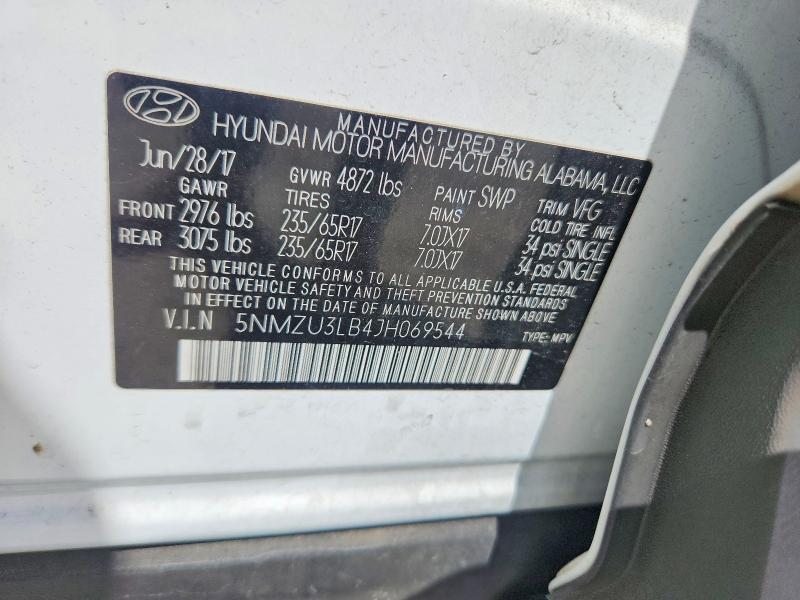 2018 Hyundai Santa Fe Sport მანქანა იყიდება აუქციონზე, vin: 5NMZU3LB4JH069544, აუქციონის ნომერი: 55607876