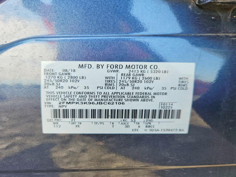 Aukcja sprzedaży 2018 Ford Edge, vin: 2FMPK3K96JBC62106, numer aukcji: 58461276