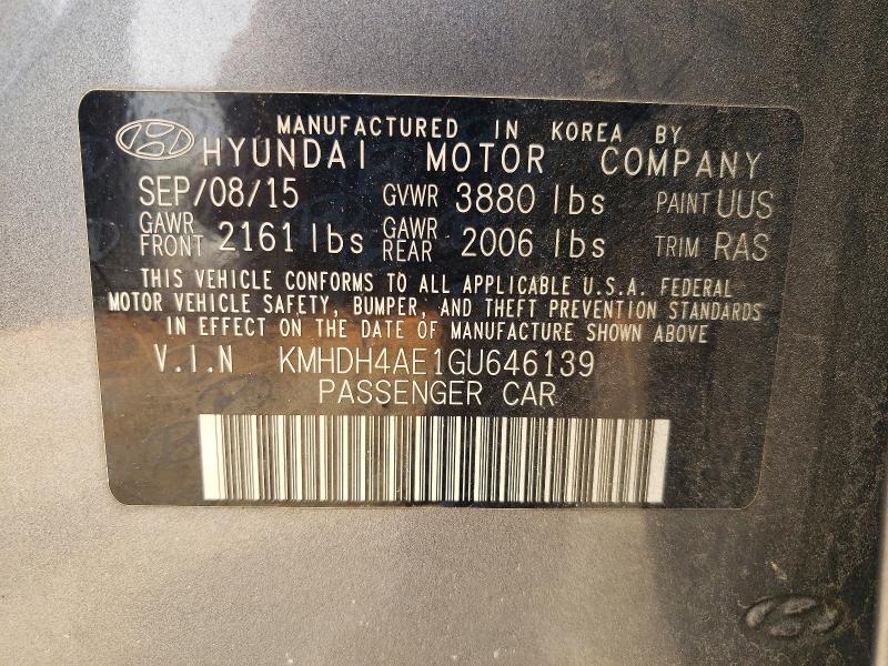 Aukcja sprzedaży 2016 Hyundai Elantra, vin: KMHDH4AE1GU646139, numer aukcji: 56612156