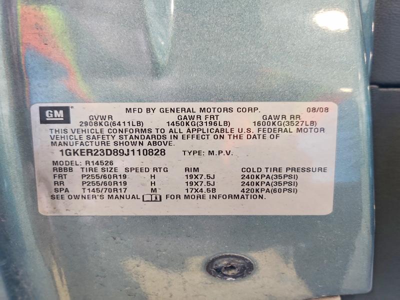 Aukcja sprzedaży 2009 Gmc Acadia, vin: 1GKER23D89J110828, numer aukcji: 58899306