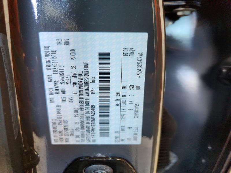 56762776 :رقم المزاد ، 1FTFW1E80MFA20409 vin ، 2021 Ford F150 مزاد بيع