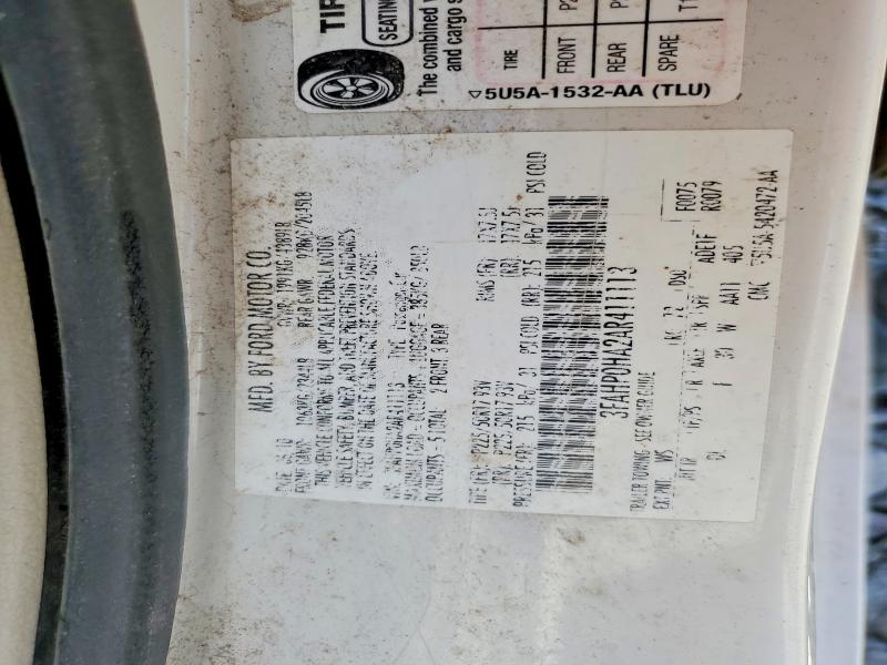 2010 Ford Fusion მანქანა იყიდება აუქციონზე, vin: 3FAHP0HA2AR411113, აუქციონის ნომერი: 58114866