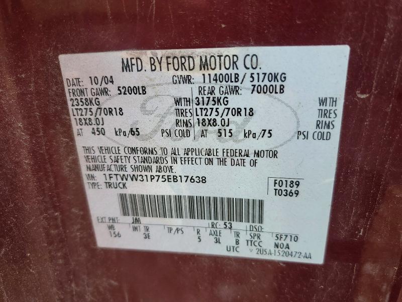 56756536 :رقم المزاد ، 1FTWW31P75EB17638 vin ، 2005 Ford F350 مزاد بيع