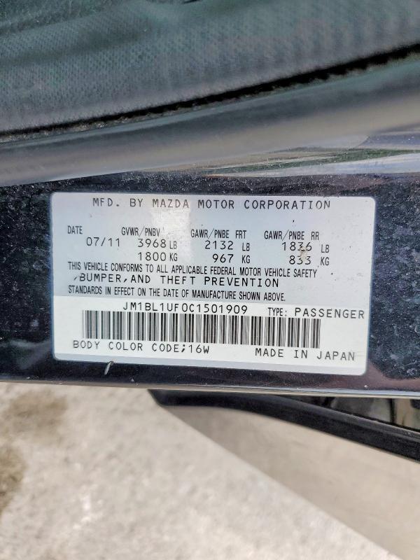 Aukcja sprzedaży 2012 Mazda 3, vin: JM1BL1UF0C1501909, numer aukcji: 56433396
