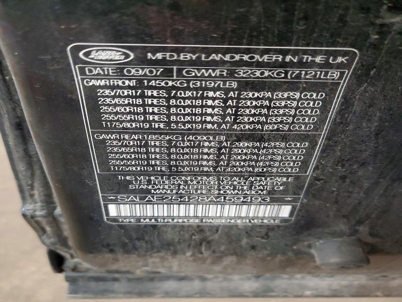 Aukcja sprzedaży 2008 Land Rover Lr3, vin: SALAE25428A459493, numer aukcji: 59229356