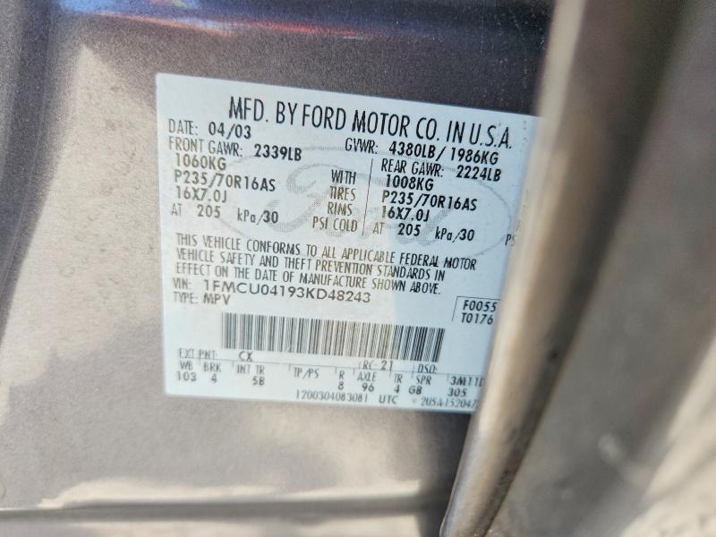 2013 Ford Escape მანქანა იყიდება აუქციონზე, vin: 1FMCU04193KD48243, აუქციონის ნომერი: 52832666