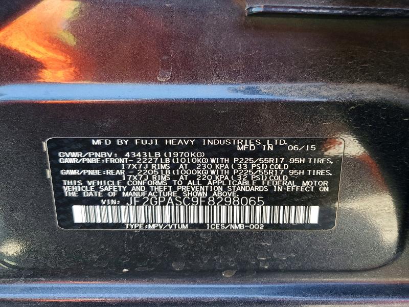 58782166 :رقم المزاد ، JF2GPASC9F8298065 vin ، 2015 Subaru Xv Crosstrek مزاد بيع
