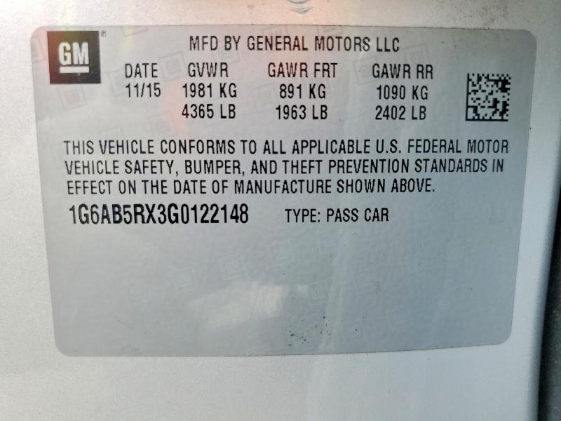 Продажа на аукционе авто 2016 Cadillac Ats, vin: 1G6AB5RX3G0122148, номер лота: 58968566