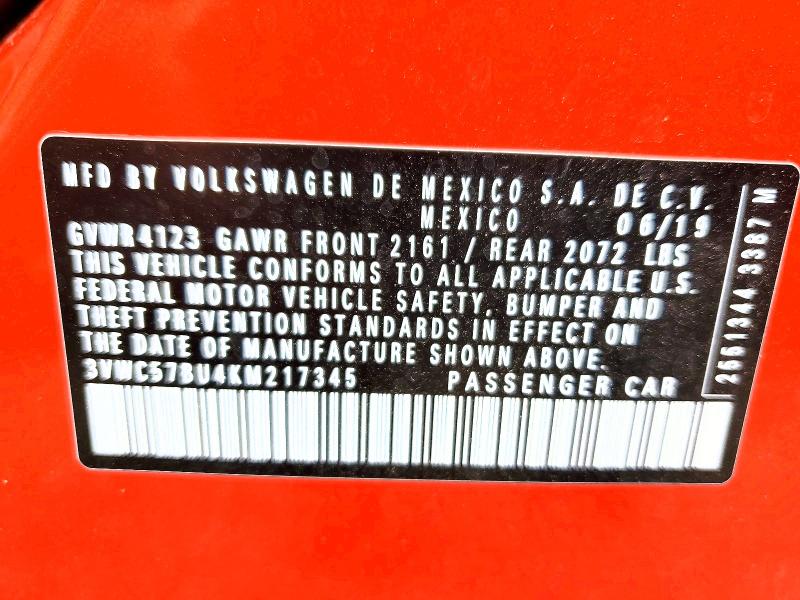 Aukcja sprzedaży 2019 Volkswagen Jetta, vin: 3VWC57BU4KM217345, numer aukcji: 58299406