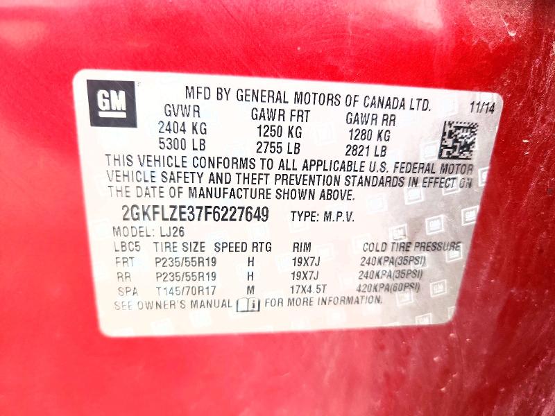 2015 Gmc Terrain მანქანა იყიდება აუქციონზე, vin: 2GKFLZE37F6227649, აუქციონის ნომერი: 56509396