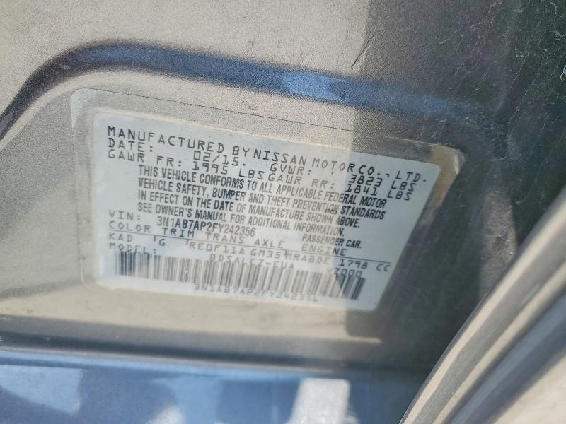 2015 Nissan Sentra მანქანა იყიდება აუქციონზე, vin: 3N1AB7AP2FY242356, აუქციონის ნომერი: 58448596