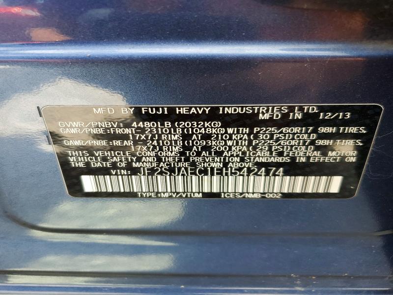 Продажа на аукционе авто 2014 Subaru Forester, vin: JF2SJAEC1EH542474, номер лота: 57380106