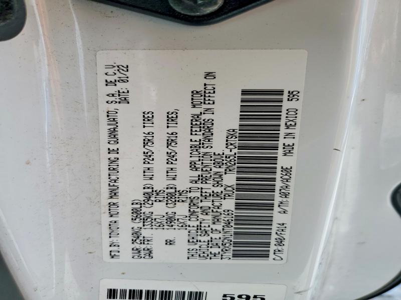 Aukcja sprzedaży 2022 Toyota Tacoma, vin: 3TYRX5GN1NT046169, numer aukcji: 55734966