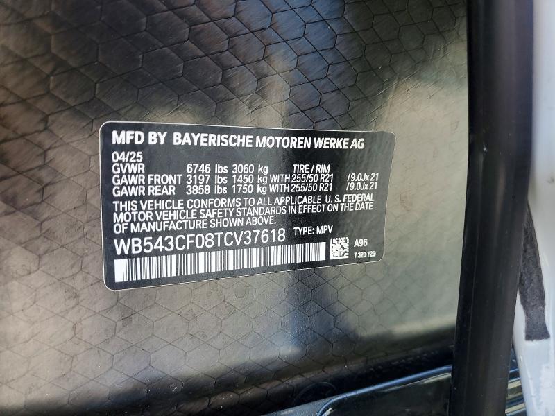 55955676 :رقم المزاد ، WB543CF08TCV37618 vin ، 2026 Bmw Ix مزاد بيع