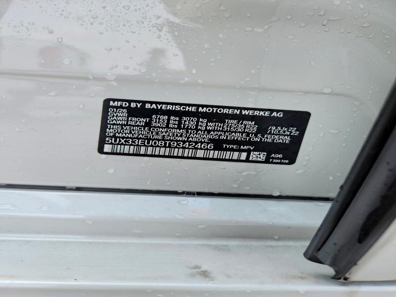 56807086 :رقم المزاد ، 5UX33EU08T9342466 vin ، 2026 Bmw X5 مزاد بيع