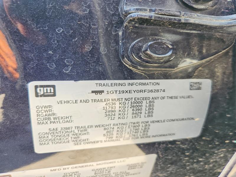 2024 Gmc Sierra მანქანა იყიდება აუქციონზე, vin: 1GT19XEY0RF362874, აუქციონის ნომერი: 56099446