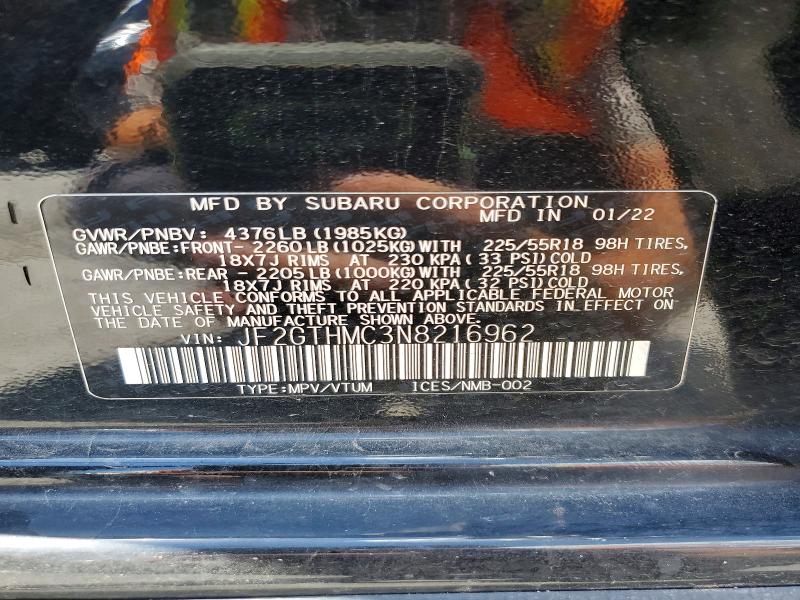 Aukcja sprzedaży 2022 Subaru Crosstrek, vin: JF2GTHMC3N8216962, numer aukcji: 56645896