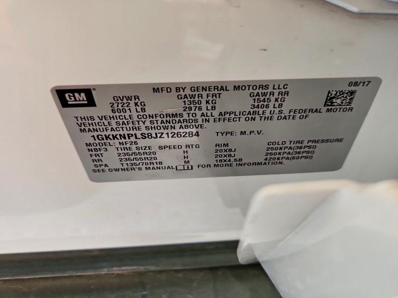 Aukcja sprzedaży 2018 Gmc Acadia, vin: 1GKKNPLS8JZ126284, numer aukcji: 56630806