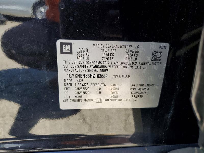 58104686 :رقم المزاد ، 1GYKNERS3HZ103684 vin ، 2017 Cadillac Xt5 مزاد بيع