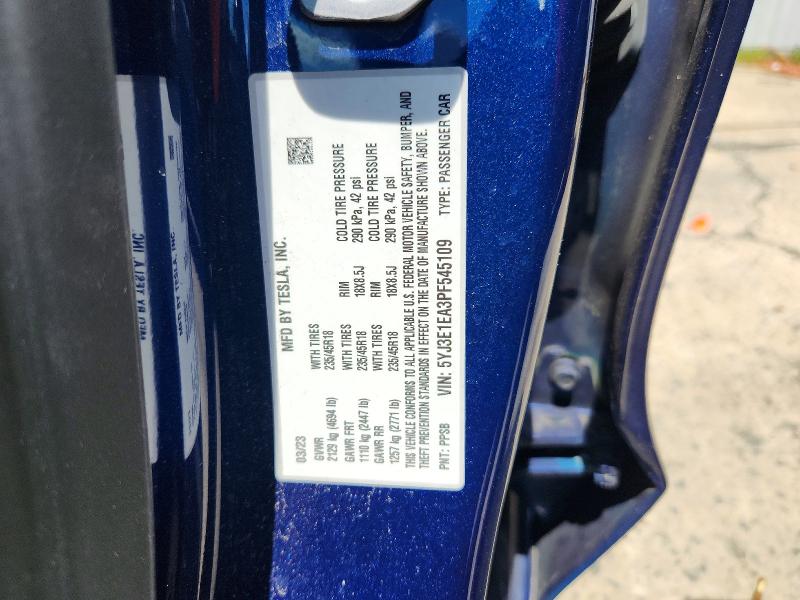 Aukcja sprzedaży 2023 Tesla Model 3, vin: 5YJ3E1EA3PF545109, numer aukcji: 58488286