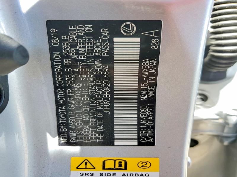 2019 Lexus Ux მანქანა იყიდება აუქციონზე, vin: JTHU9JBH8K2016694, აუქციონის ნომერი: 54002316