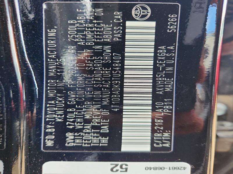 55694246 :رقم المزاد ، 4T1DBADK9TU548407 vin ، 2026 Toyota Camry مزاد بيع