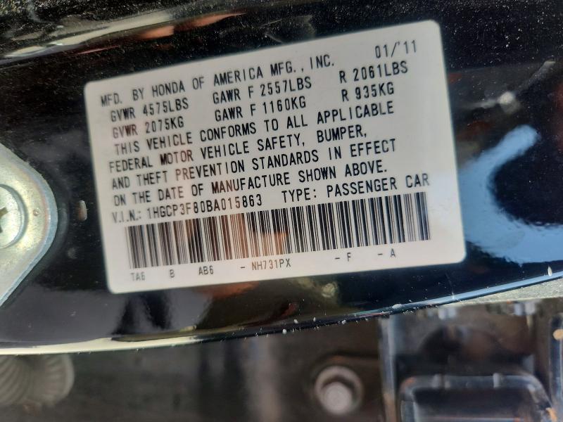 Продажа на аукционе авто 2011 Honda Accord, vin: 1HGCP3F80BA015863, номер лота: 59133706