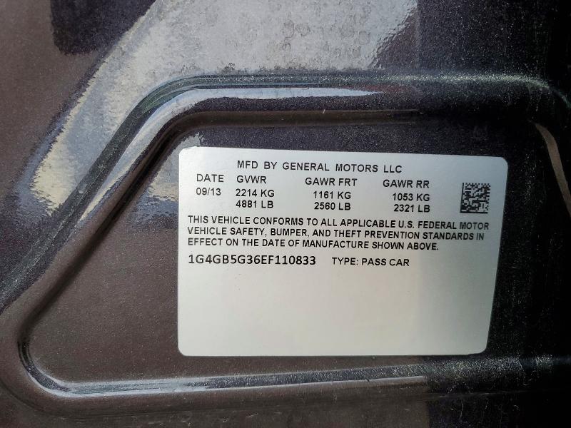 2014 Buick Lacrosse მანქანა იყიდება აუქციონზე, vin: 1G4GB5G36EF110833, აუქციონის ნომერი: 55528436
