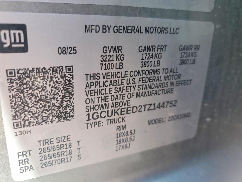 Продажа на аукционе авто 2026 Chevrolet Silverado, vin: 1GCUKEED2TZ144752, номер лота: 57154456