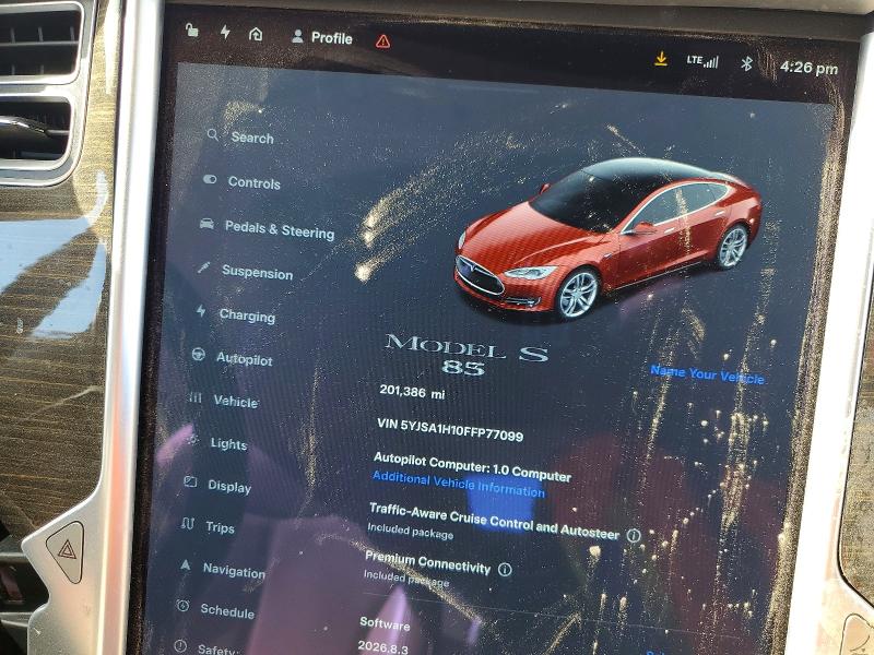56838786 :رقم المزاد ، 5YJSA1H10FFP77099 vin ، 2015 Tesla Model S مزاد بيع