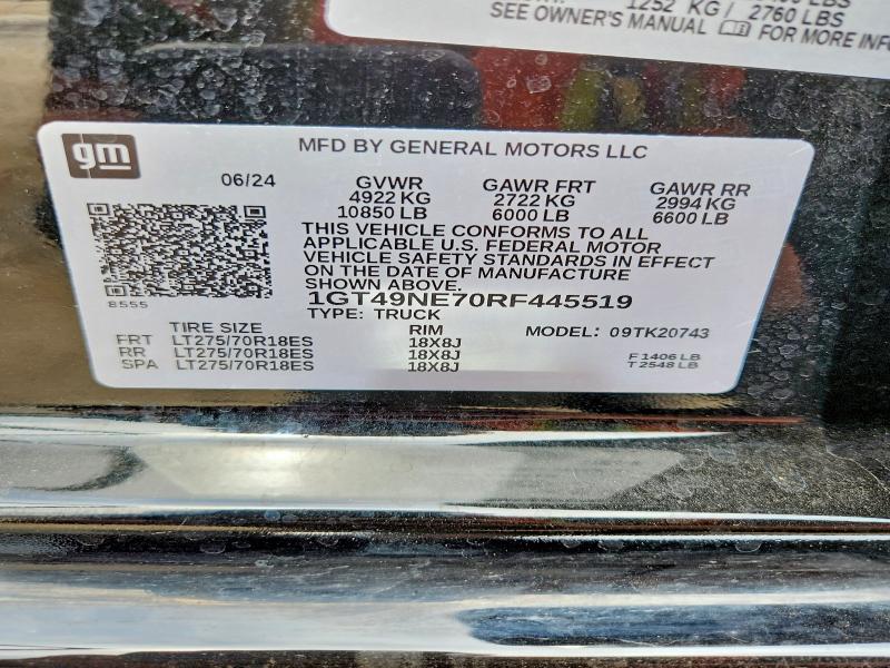 Aukcja sprzedaży 2024 Gmc Sierra, vin: 1GT49NE70RF445519, numer aukcji: 55634306