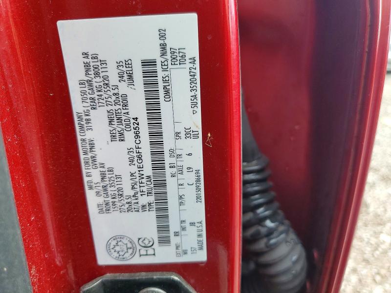 Продаж на аукціоні авто 2015 Ford F150, vin: 1FTFW1EG6FFC96524, номер лоту: 57470866