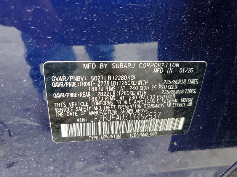 Auction sale of the 2026 Subaru Outback, vin: JF2BUPAD3TY492537, lot number: 53114906
