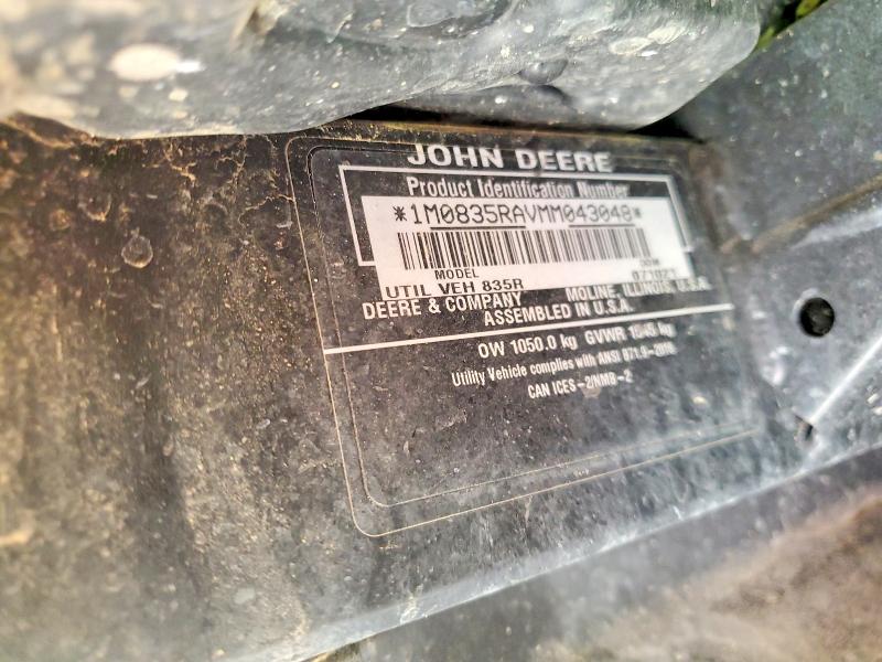 2021 John Deere Xuv835r მანქანა იყიდება აუქციონზე, vin: 1M0835RAVMM043048, აუქციონის ნომერი: 58037426