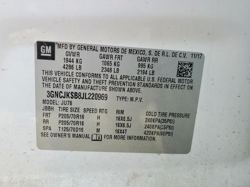 Продажа на аукционе авто 2018 Chevrolet Trax, vin: 3GNCJKSB8JL220969, номер лота: 56681406