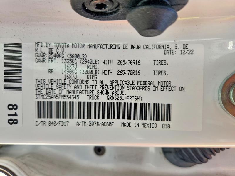 Aukcja sprzedaży 2023 Toyota Tacoma, vin: 3TMCZ5AN5PM554345, numer aukcji: 58284306