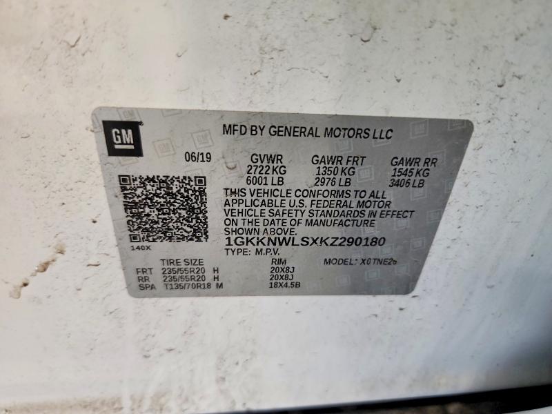 Aukcja sprzedaży 2019 Gmc Acadia, vin: 1GKKNWLSXKZ290180, numer aukcji: 58796726